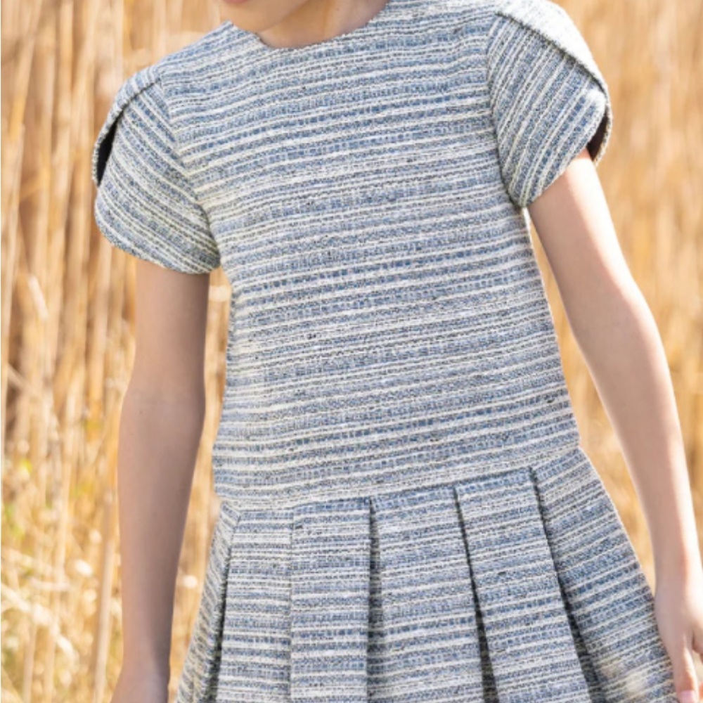 Tartine et Chocolat Jacquard Blue and White Girls Dress size 8